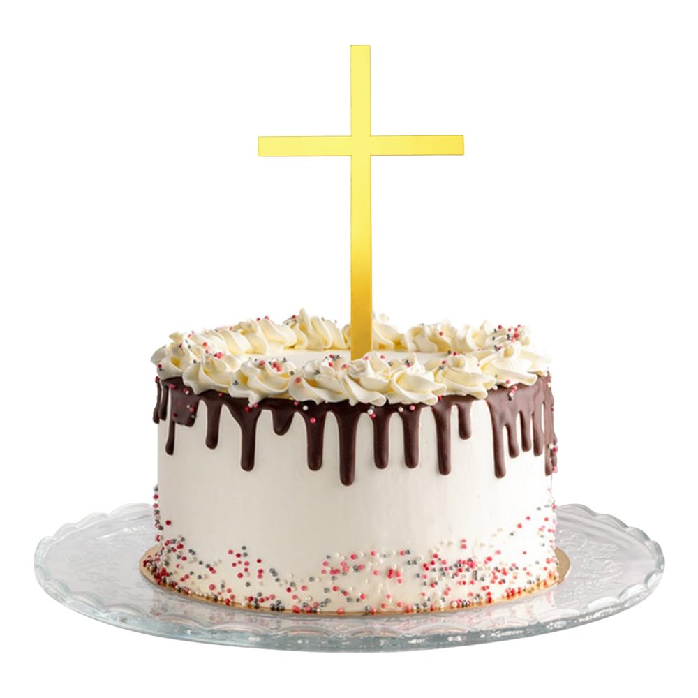 URROMA Cupcake Toppers with Gold Cross, 20 Pieces