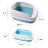 Cat Litter Box, Open Design with Removable Semi-Enclosed Cover, Easy to Clean, Blue view 2