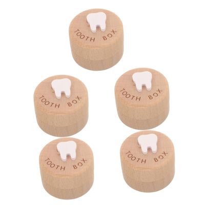 Alipis 5-Piece Wooden Tooth Box for Baby Teeth and Baby Hair, Personalized Keepsake Gift for Boys and Girls