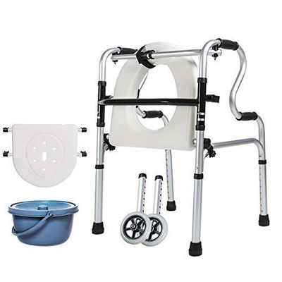 Wheelchair Walker Aid for Seniors, Belt, Bath Board + Toilet Walker Aid, Lightweight, Foldable, Four-Legged, Non-Slip, with Hospital
