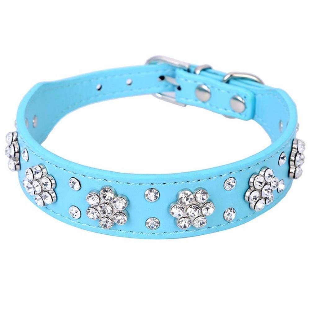 Rhinestone Dog Collar - Diamante Leather Pet Necklace
