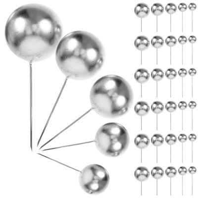 Cabilock 108 Silver Foam Cake Decoration Balls with Wire, Shiny Cake Toppers for Birthdays, Parties and Festive Cakes