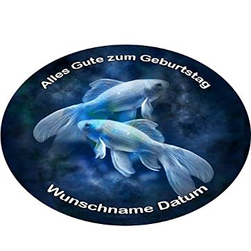 Pisces Zodiac Cake Topper, 20 cm, with Custom Name and Date