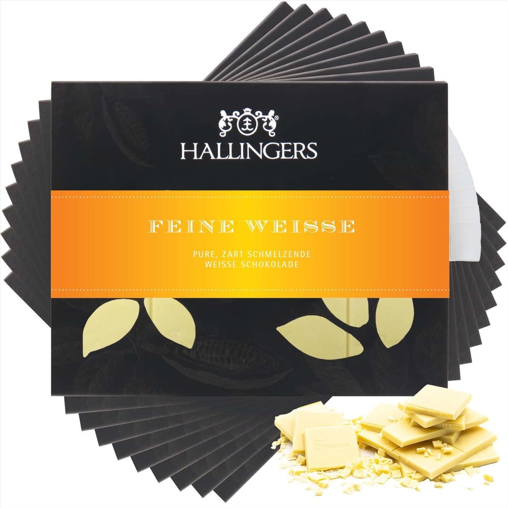 Hallingers White Chocolate Gift, 10 Handcrafted Bars, “Wei Pur,” 900 g