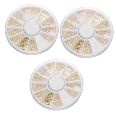 Healvian 3-Piece Fan-Shaped Nail Art Decoration Set with Metal Studs