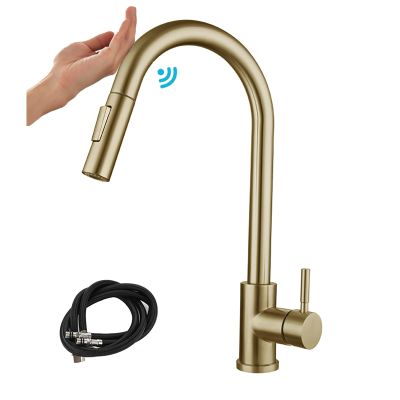 Touch Sensor Pull-Down Kitchen Faucet, Hot and Cold, 304 Stainless Steel, Black