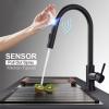 Touch Sensor Pull-Down Kitchen Faucet, Hot and Cold, 304 Stainless Steel, Black view 3