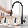 Touch Sensor Pull-Down Kitchen Faucet, Hot and Cold, 304 Stainless Steel, Black view 4