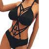 Women's Sexy Red Leather Lingerie Set with Thong, Bra, and Wrap Bustier view 3