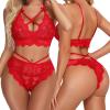 WILLBEST Women's Sexy Lingerie Set with Braless Bra, Thong and Babydoll, Lightly Padded Bustier view 2