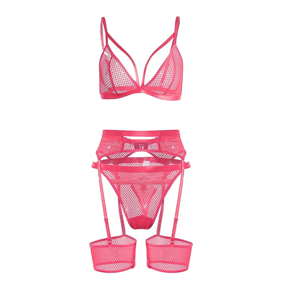 Women's Sexy Lingerie Set with Babydoll, Sports Bra, Garters and Stockings