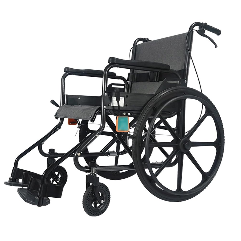 BKEKM Lightweight Foldable Wheelchair with Hand Brakes