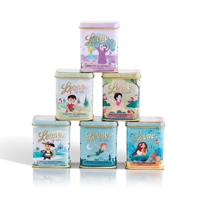 Leone since 1857 - Once Upon a Time Pastiglie Leone Tin Collection - Refreshing Mixed Candies and Forest Fruit Candies - 6 Tins, 30 g Each (6 x 30 g)