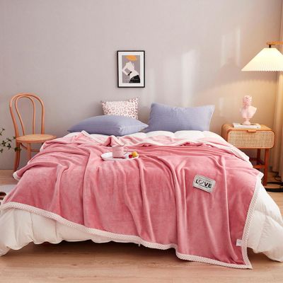 Flannel Fleece Blanket, Double-Sided, Pink, 180 x 200 cm
