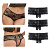 comeondear Women's Open-Crotch Lace Panty, Sexy Brazilian Lingerie, Plus-Size Curvy Underwear, Black, M-L view 2