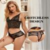 comeondear Women's Open-Crotch Lace Panty, Sexy Brazilian Lingerie, Plus-Size Curvy Underwear, Black, M-L view 3