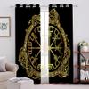 MEVASA 3D Blackout Curtains, Set of 2, Viking Design, Black, Room-Darkening Curtains with Loops, 183 x 214 cm W x H view 3