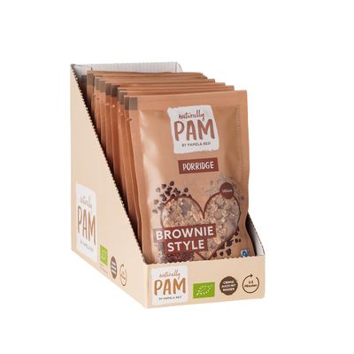 Naturally Pam Porridge, Brownie Style, 12 x 60 g, Organic Oatmeal