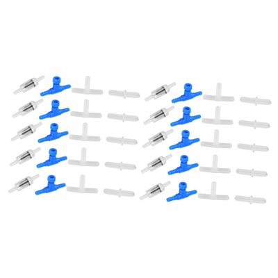 BESPORTBLE 40-Piece Aquarium Air Distributor Set, Adjustable Air Pump Splitters for Fish Tanks with Blue Double Valves and Straight Black Check Valves