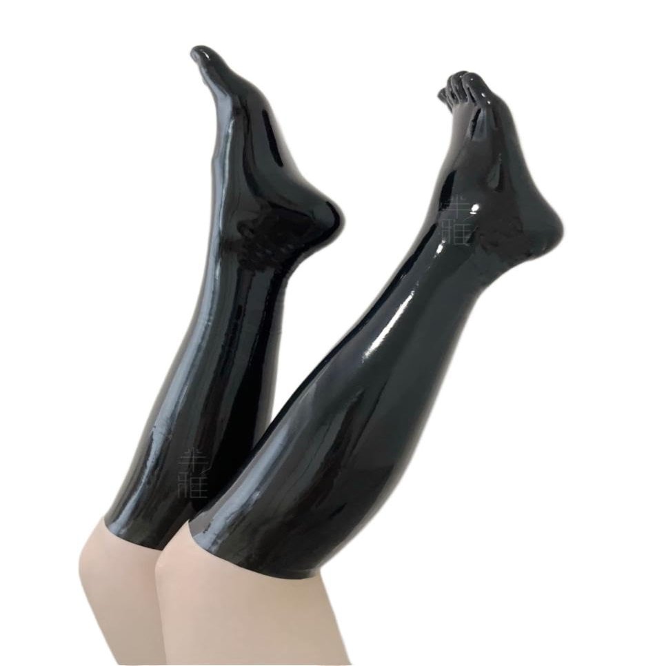 Generic 0.4 mm Malaysian Natural Latex Five-Toe Socks, Black, Size M