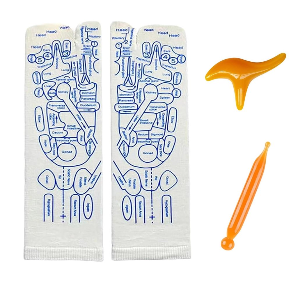 Reflexology Socks with Acupressure Tool for Foot Massage (Women)