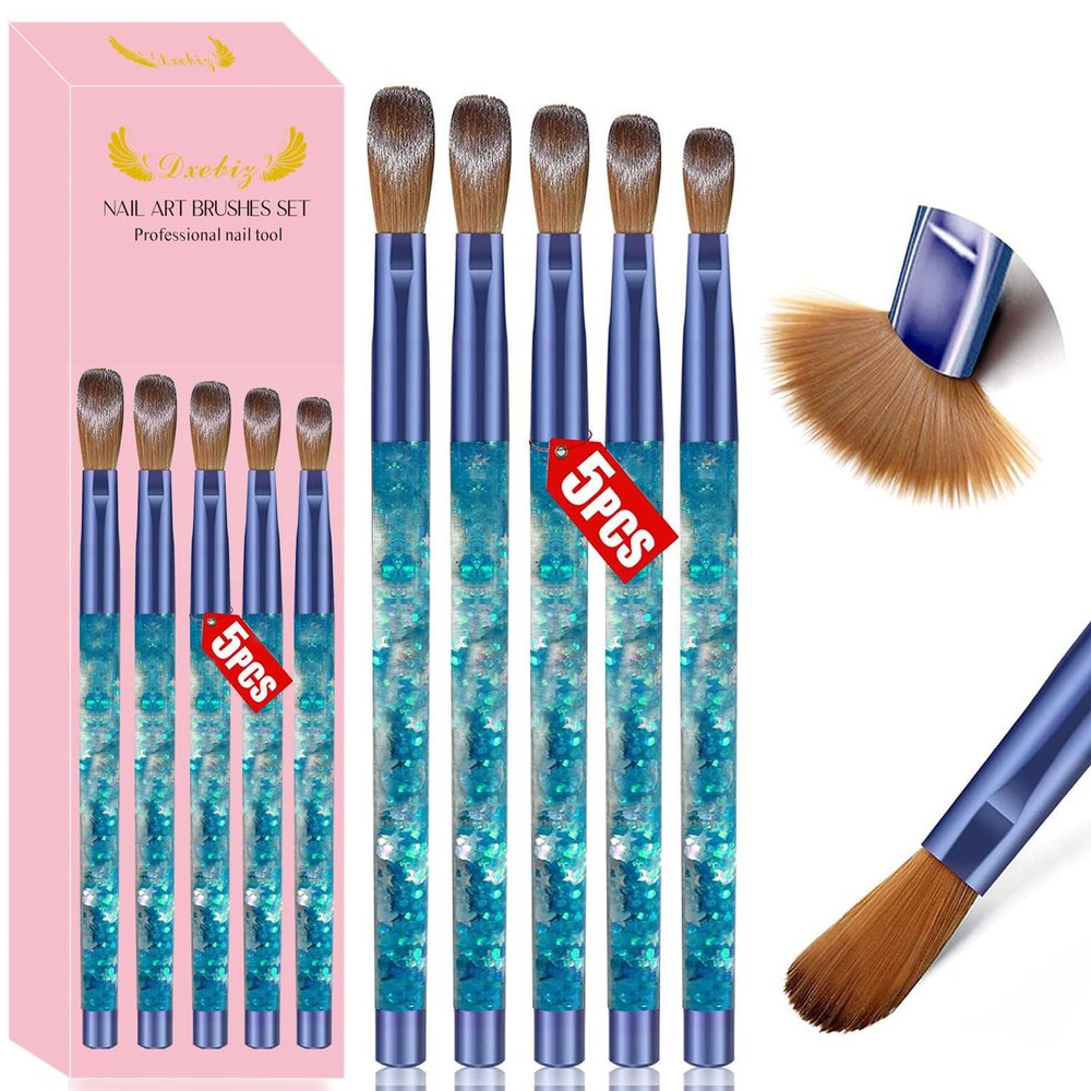 Jemora Blue Quicksand Sequin Nail Art Pen, French Crystal Sculpting Pen and Brush Tool