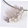 Bridal Alloy Hair Comb with Pearls, Floral Design view 4