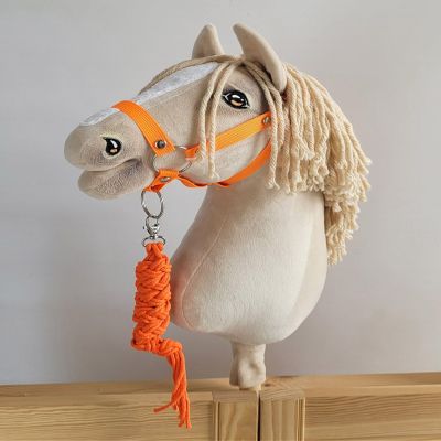 Hobby Horse Lead Rope with Cord - Neon Orange