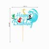 Arthsdite Surfing Birthday Cake Topper, Blue Glitter, 1 Pc view 2