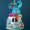 Arthsdite Surfing Birthday Cake Topper, Blue Glitter, 1 Pc view 3