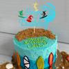 Arthsdite Surfing Birthday Cake Topper, Blue Glitter, 1 Pc view 4