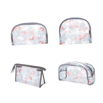 MAGICLULU 1-Pc Flamingo PVC Half-Moon Makeup Storage Bag