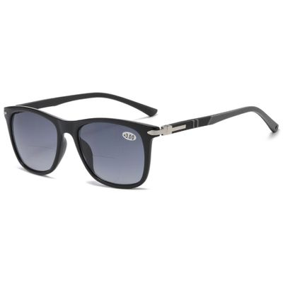 Lanomi Bifocal Reading Sunglasses for Women and Men, UV Protection, Gray-Brown Gradient Lenses, Black Frame