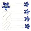 U-Shaped Rhinestone Hairpins for Bridal Hairstyles, 4 Pieces, Blue view 2