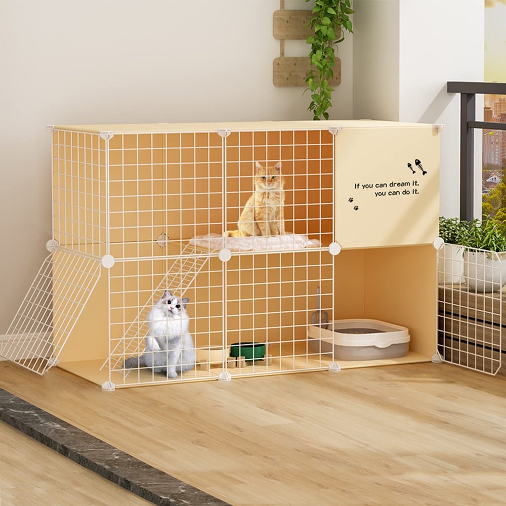 Large Indoor Metal Wire Cat Cage with Hammock and Ladder