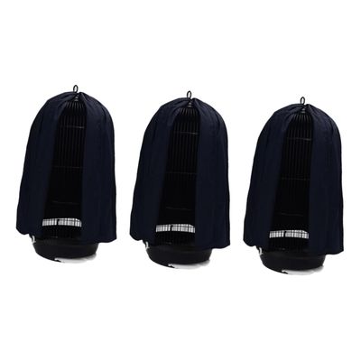 VANZACK 3-Piece Breathable Round Mesh Bird Cage Cover, Dark Blue, for Parrots and Budgerigars