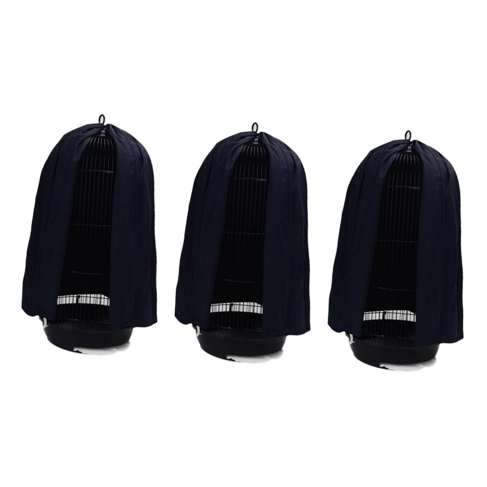 VANZACK 3-Piece Breathable Round Mesh Bird Cage Cover, Dark Blue, for Parrots and Budgerigars
