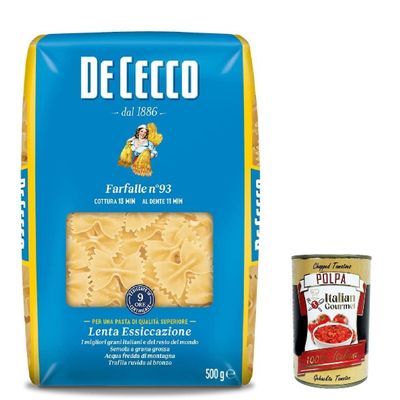 Italian Gourmet Farfalle No. 93 Pasta, Italian Durum Wheat, 5 x 500 g