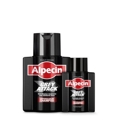 Alpecin Grey Attack Caffeine & Color Shampoo, 200 ml + 75 ml – For Gray Hair