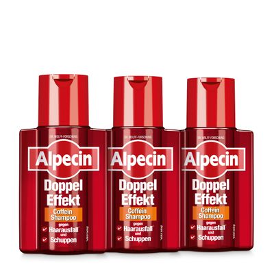 Alpecin Double-Effect Caffeine Shampoo, 3 x 200 ml – For Hereditary Hair Loss and Dandruff