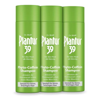 Plantur 39 Phyto-Caffeine Shampoo, 3 x 250 ml, for Fine and Brittle Hair