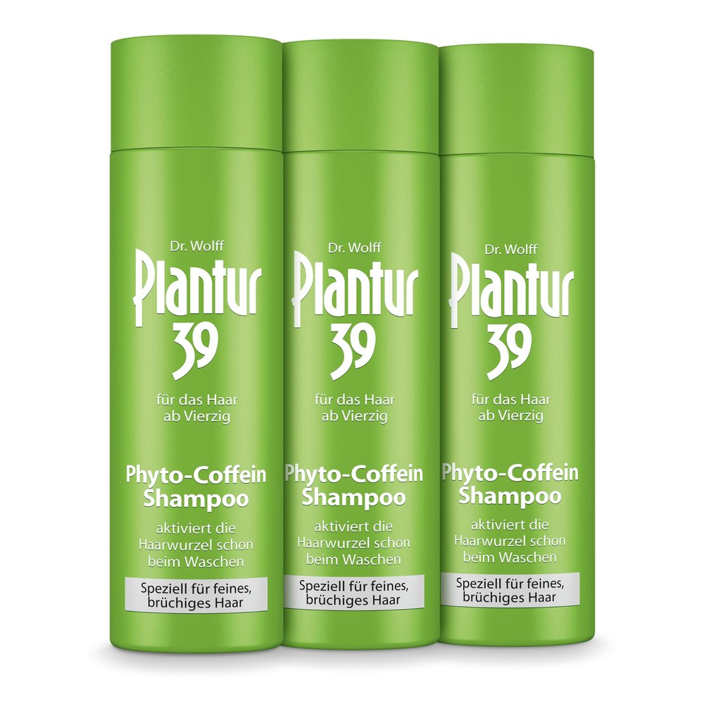 Plantur 39 Phyto-Caffeine Shampoo, 3 x 250 ml, for Fine and Brittle Hair