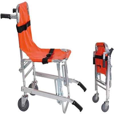 Lightweight Aluminum Stair Chair with Quick-Release Buckles for Ambulances and Firefighters, Orange