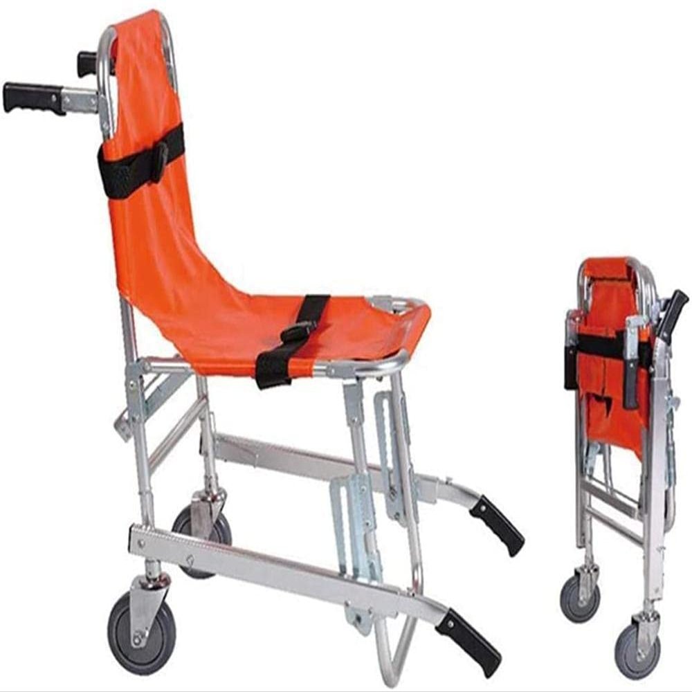 Lightweight Aluminum Stair Chair with Quick-Release Buckles for Ambulances and Firefighters, Orange