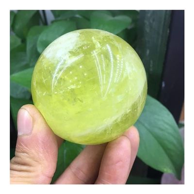 JRXFXEKW Natural Quartz Crystal Sphere with Citrine Stones