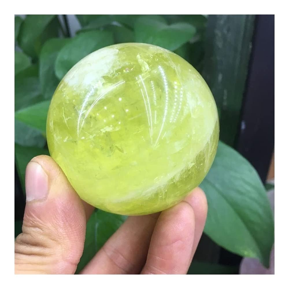 JRXFXEKW Natural Quartz Crystal Sphere with Citrine Stones