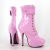 PROMI 15 cm High-Heel Lace-Up Boots, Patent Leather, Light Pink | 46 view 3