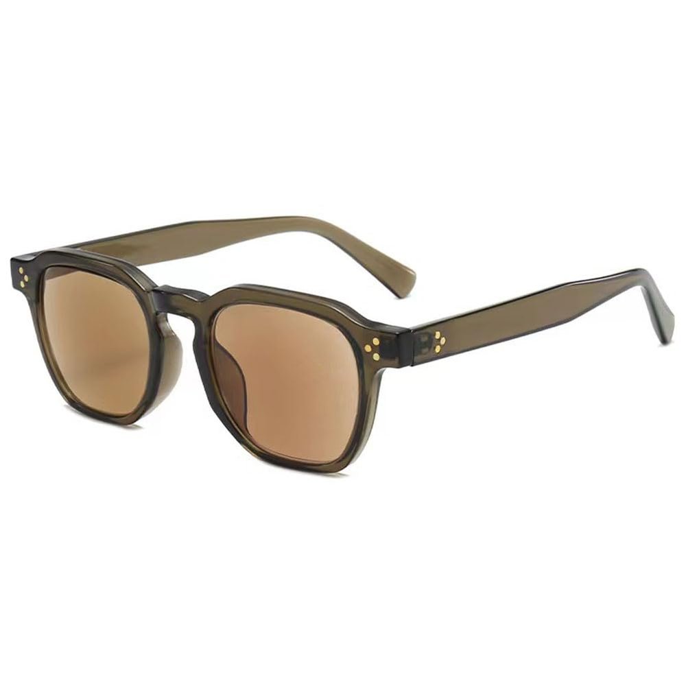 VEVESMUNDO Square Tinted Sunglasses Reading Glasses for Women and Men, +1.0 to +4.0, Brown Frame and Lenses, +3.0