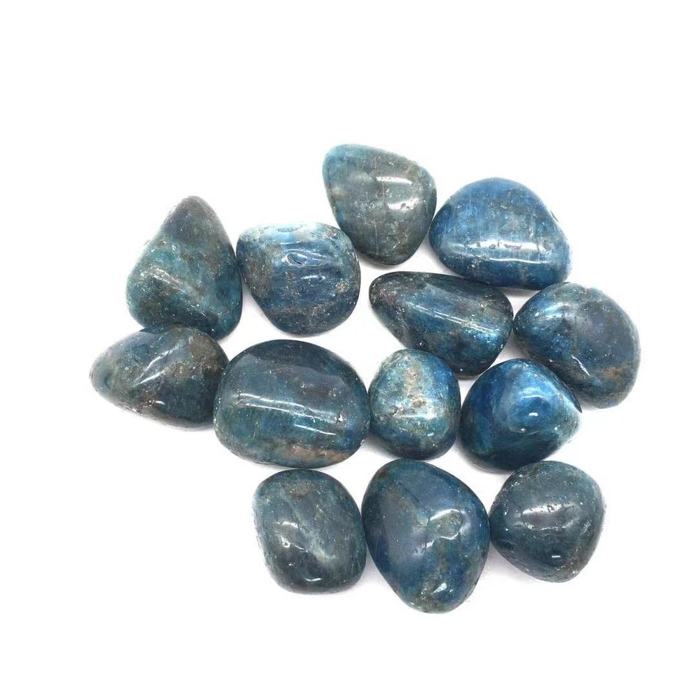 JRXFXEKW 200 g 25–30 mm Blue Apatite Tumbled Stones, Natural Polished Stone, Gemstone Gravel for
