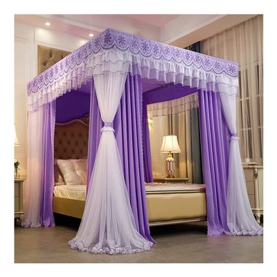 GLMGBP Mosquito Net for 1.8 m/6 ft Bed, 4-Pole Support, Luxury Canopy, Decorative Blackout and Dustproof Bed Curtain for Bedroom (Color: Style 21, Size: 1.8 x 2 x 2 m)